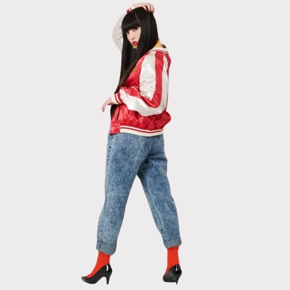 PUNYUS | Japanese Souvenir Bomber Jacket | Satin | Red | Embroidered | Small - Picture 4 of 15